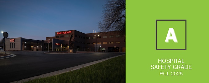 Photo of MOMMC Emergency Room with display of A hospital safety grade