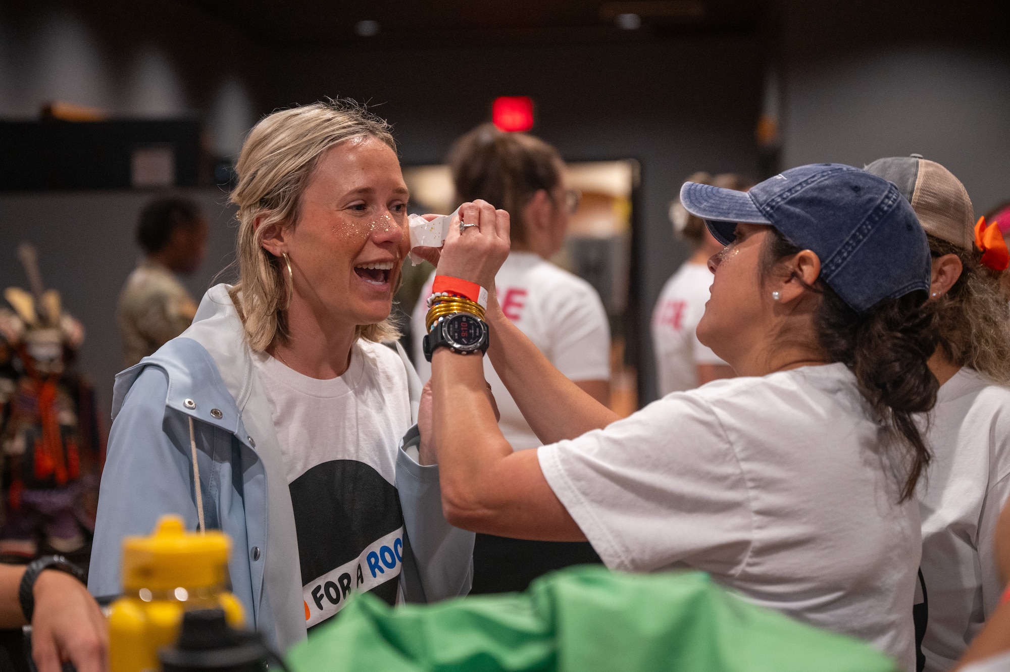 Participants get ready for the opening ceremony.