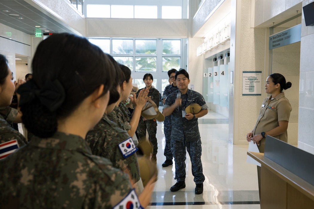 Republic of Korea (ROK) Military Nursing Academy cadets tour U.S. Naval Hospital Guam, Nov. 14, 2025. The cadets were participants in the Joint Cruise Training Task Group, which includes the island of Guam as one of their training stops, and spent the day at USNH Guam interacting with their U.S. Navy counterparts.