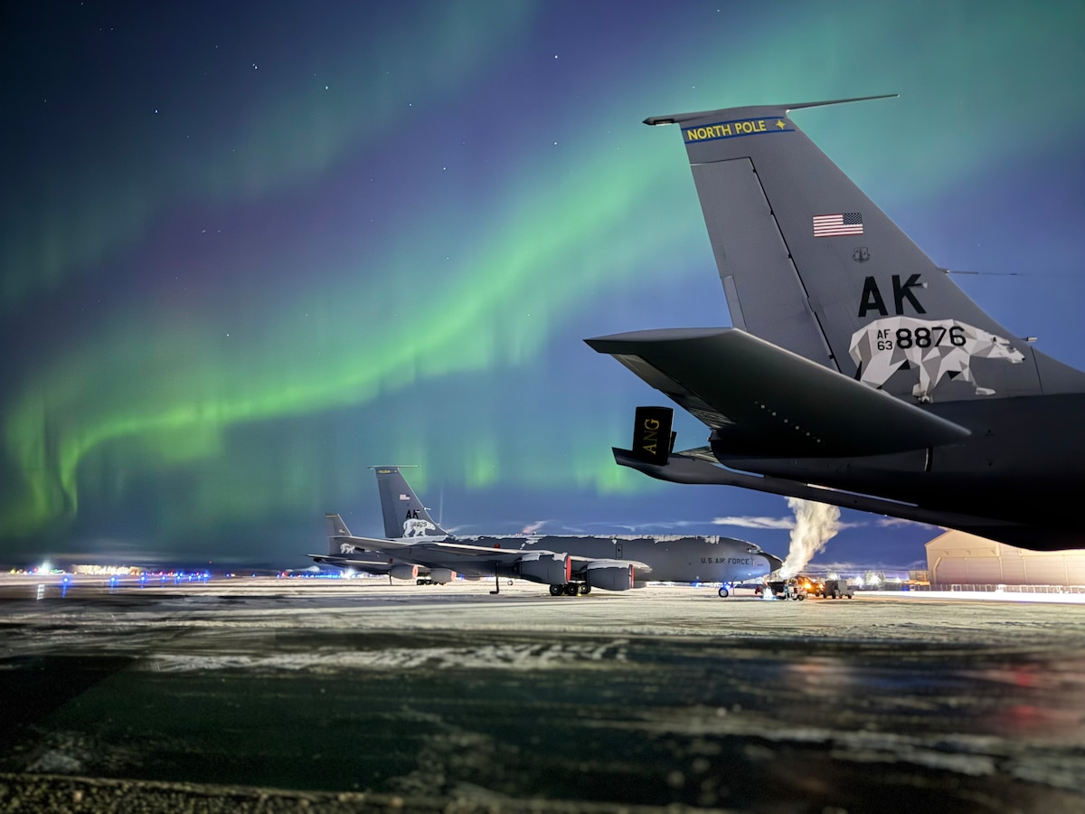 KC-135 under the Northern Lights