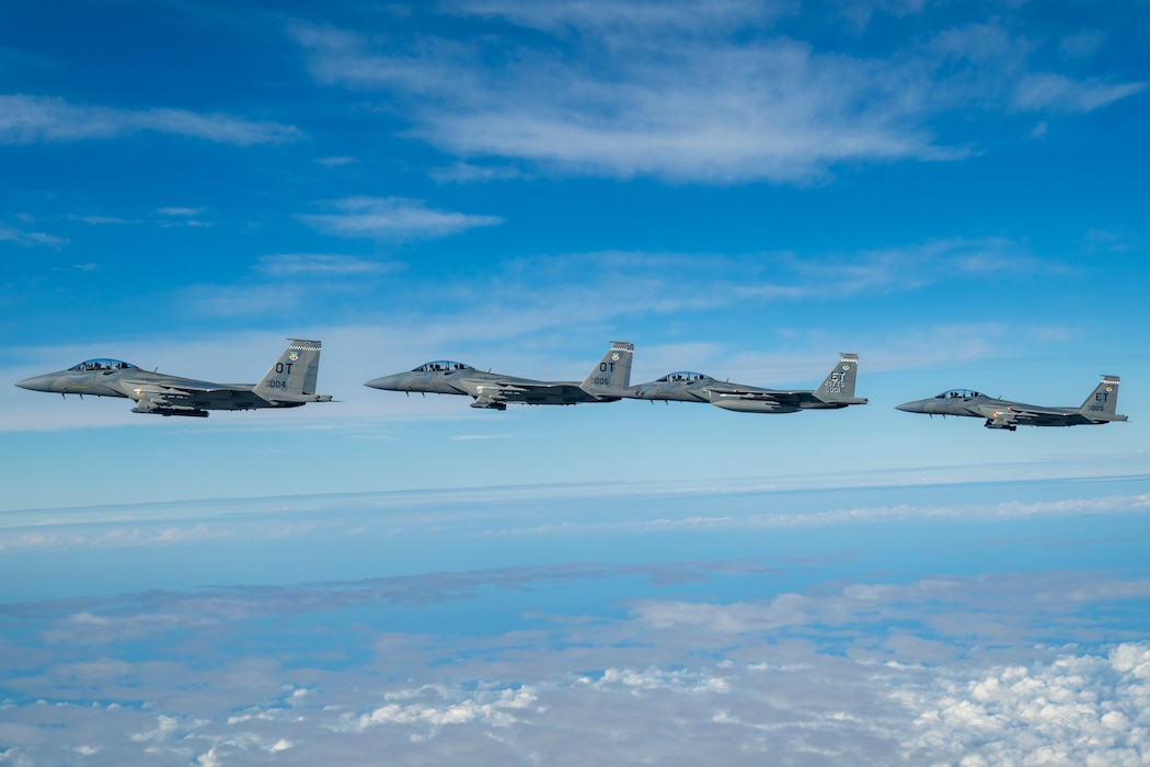 F-15 flying in formation