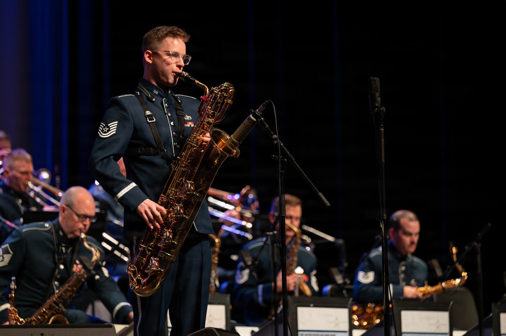 Airman playing saxophone
