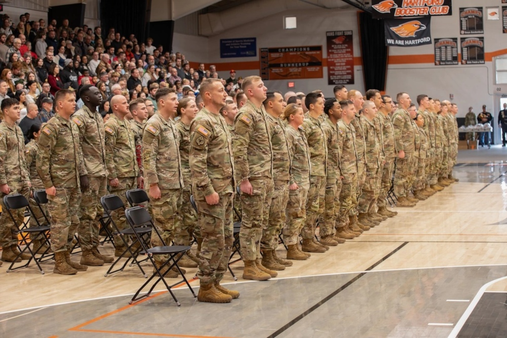 The Wisconsin Army National Guard’s 1st Battalion, 121st Field Artillery Regiment held a mobilization send-off ceremony in Hartford, Wis. Nov. 30, 2025. Soldiers assigned to Alpha Battery, 1-121 Field Artillery Regiment were honored in the ceremony before departing to the U.S. Central Command area of responsibility to provide High Mobility Artillery Rocket System (HIMARS) capabilities and work alongside strategic partners in the region.