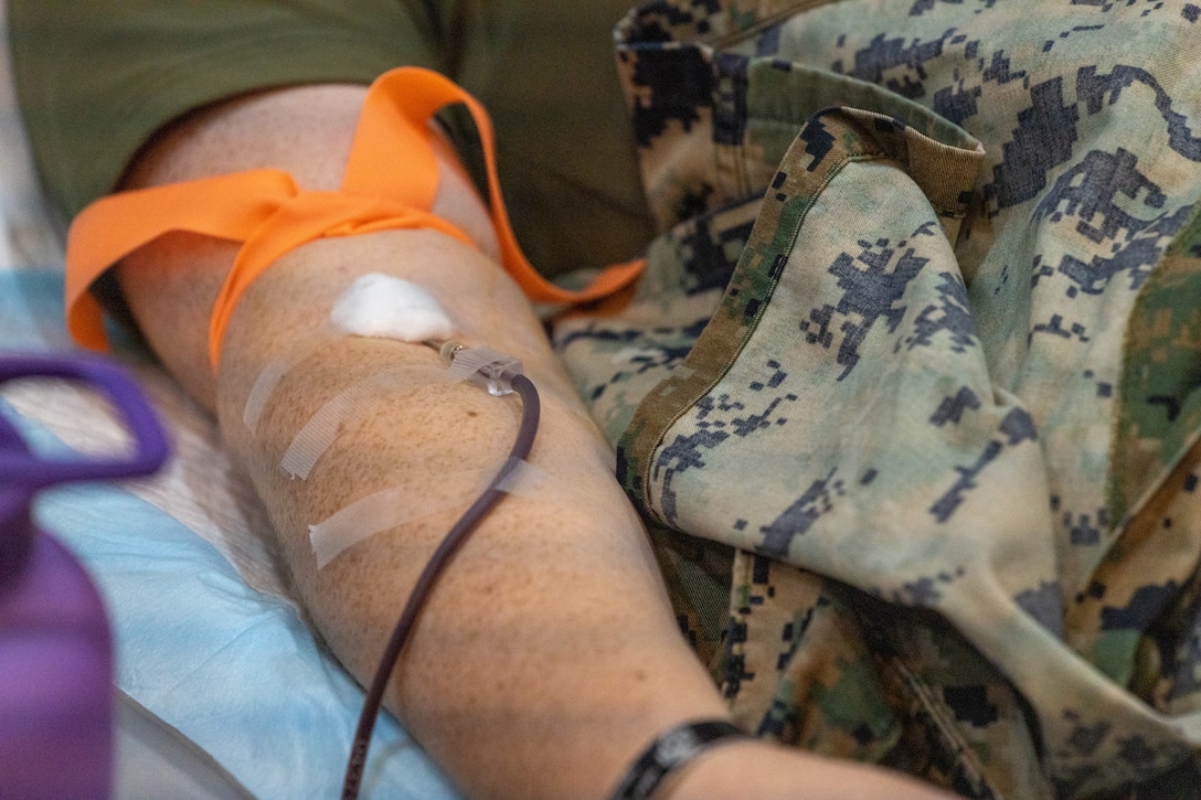 A U.S. Marine assigned to the 15th Marine Expeditionary Unit, I Marine Expeditionary Force, donates blood at Camp Aguinaldo, Manila, Philippines, Nov. 14, 2025 as part of a life-saving blood drive during foreign disaster relief operations ongoing in the Catanduanes region. The blood drive was coordinated by the 15th MEU with the Philippines Department of Pathology and Laboratories and the Armed Forces of the Philippines Medical Center to collect fresh blood from Marines and Sailors to support Philippine citizens affected by Typhoons Kalmaegi (Tino) and Fung-Wong (Uwan), which caused extensive damage and tragic loss of life. At the request of the Government of the Philippines, the U.S. military is working alongside the Armed Forces of the Philippines to provide foreign disaster relief support to communities affected by consecutive Typhoons Kalmaegi (Tino) and Fung-Wong (Uwan), which caused extensive damage and tragic loss of life. The forward presence and ready posture of U.S. Indo-Pacific Command in the region facilitates rapid and effective response to crisis, demonstrating the U.S.’s commitment to allies and partners during times of need. (U.S. Marine Corps photo by Sgt. Nicholas A. Cox)