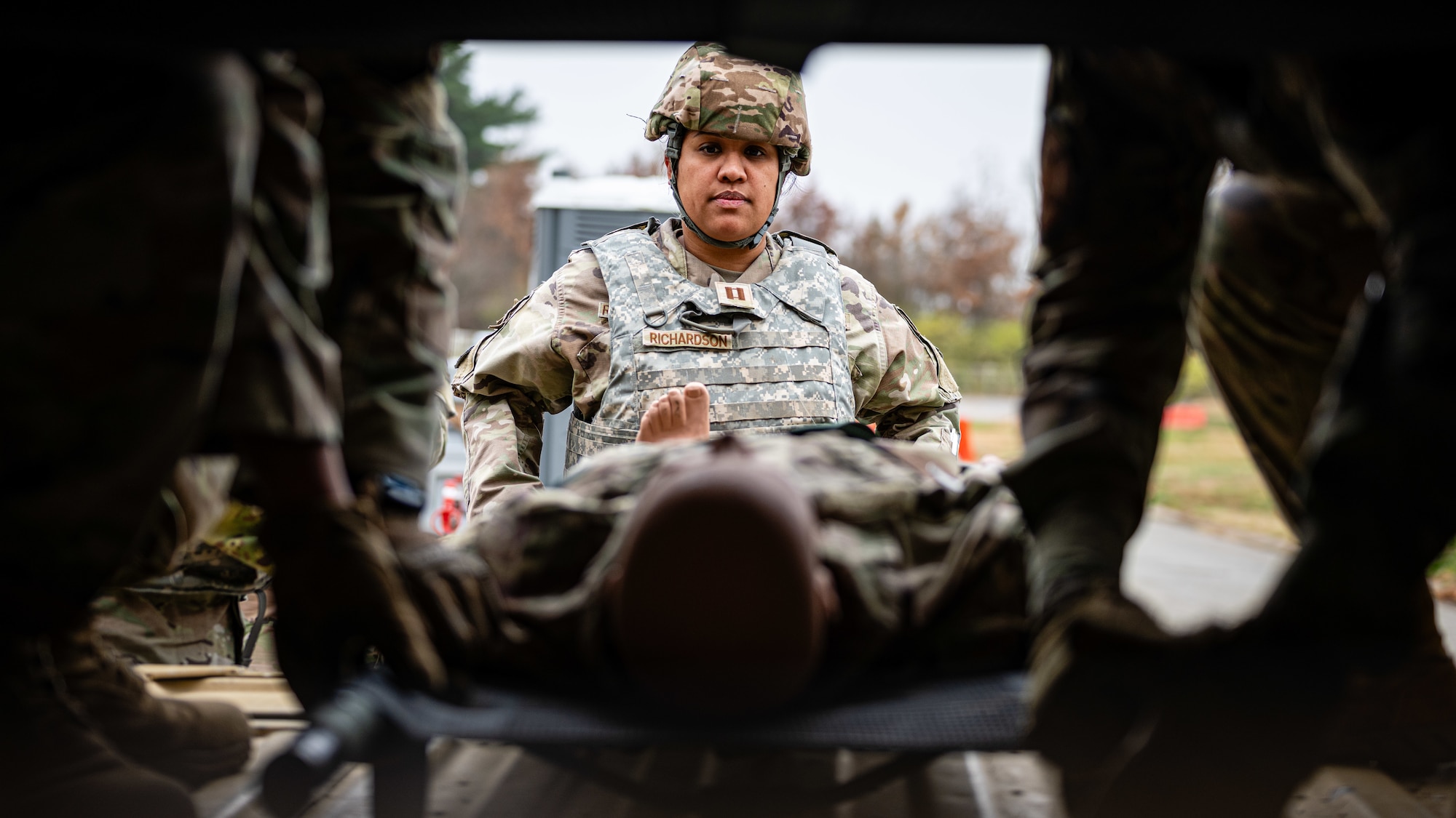 U.S. Airmen participate in Theater Aeromedical Evacuation System exercise.