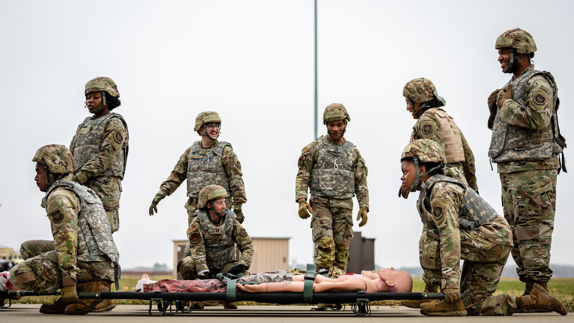 U.S. Airmen participate in Theater Aeromedical Evacuation System exercise.