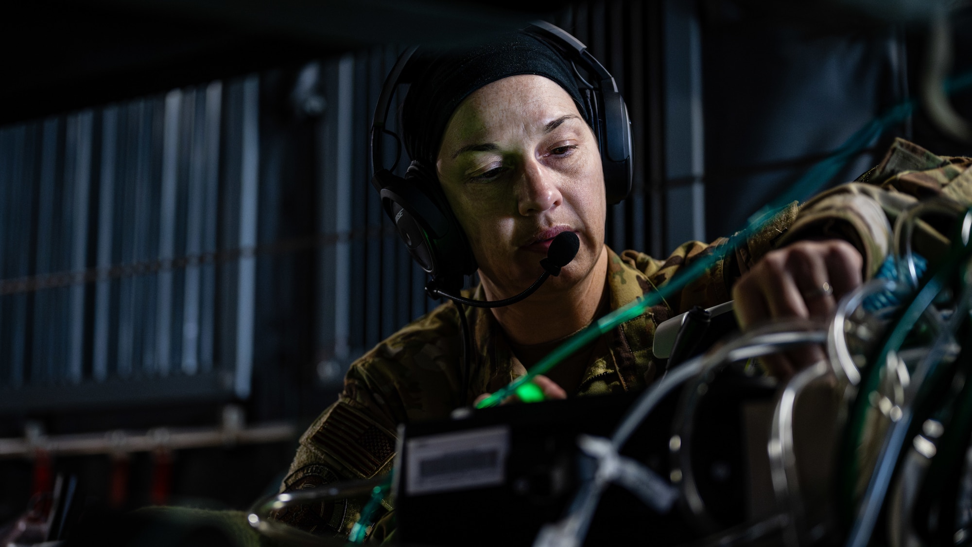 U.S. Airmen participate in Theater Aeromedical Evacuation System exercise.