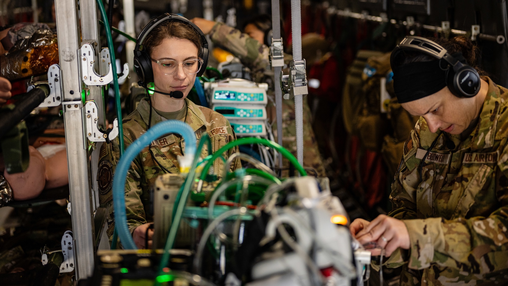 U.S. Airmen participate in Theater Aeromedical Evacuation System exercise.