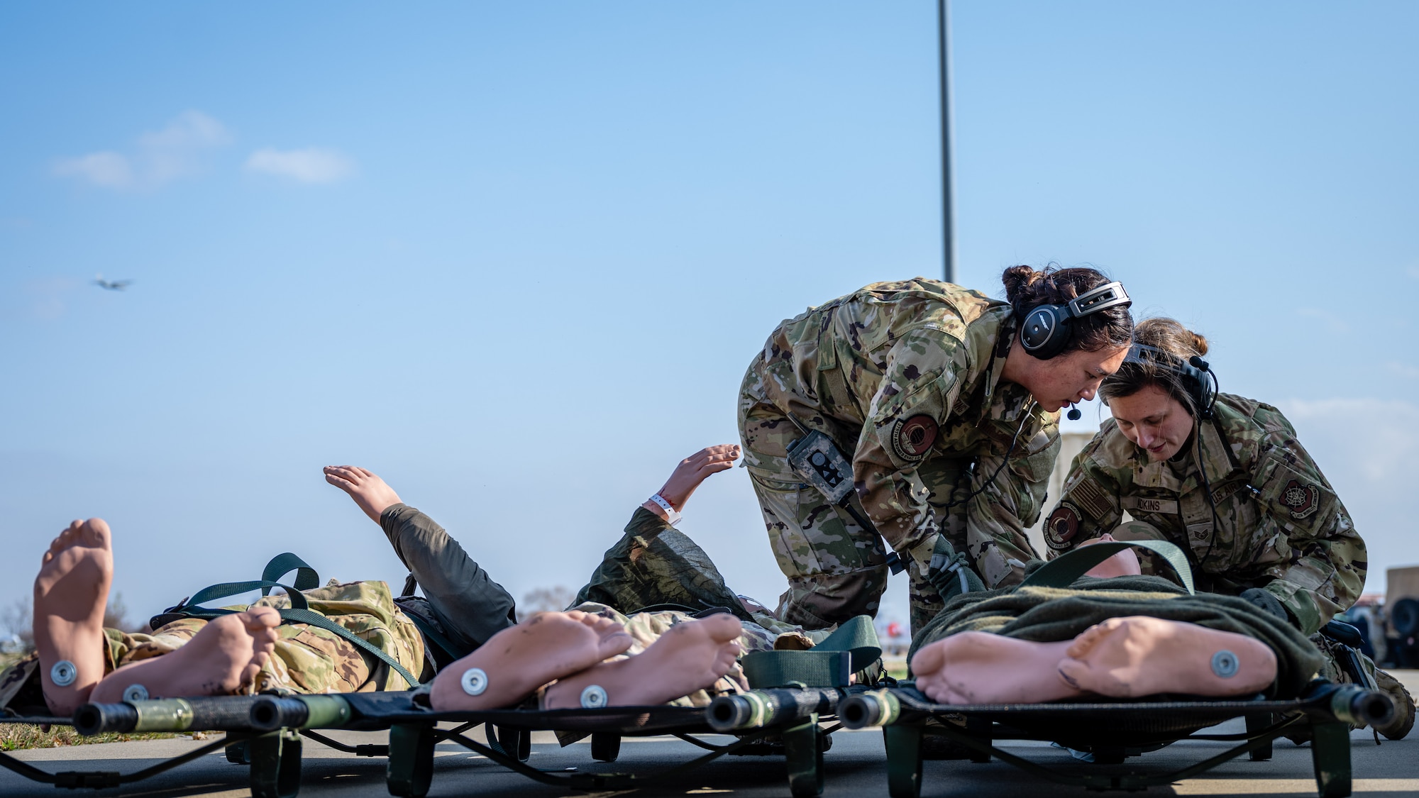 U.S. Airmen participate in Theater Aeromedical Evacuation System exercise.