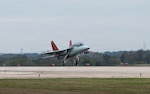 The T-7A Red Hawk touches down for the first time at Joint Base San Antonio-Randolph, Texas, Dec. 5, 2025. The T-7A is the Air Force’s next-generation advanced trainer, built to replace the T-38C Talon and prepare pilots for fifth- and sixth-generation fighter and bomber aircraft. (U.S. Air Force photo by Benjamin Faske)