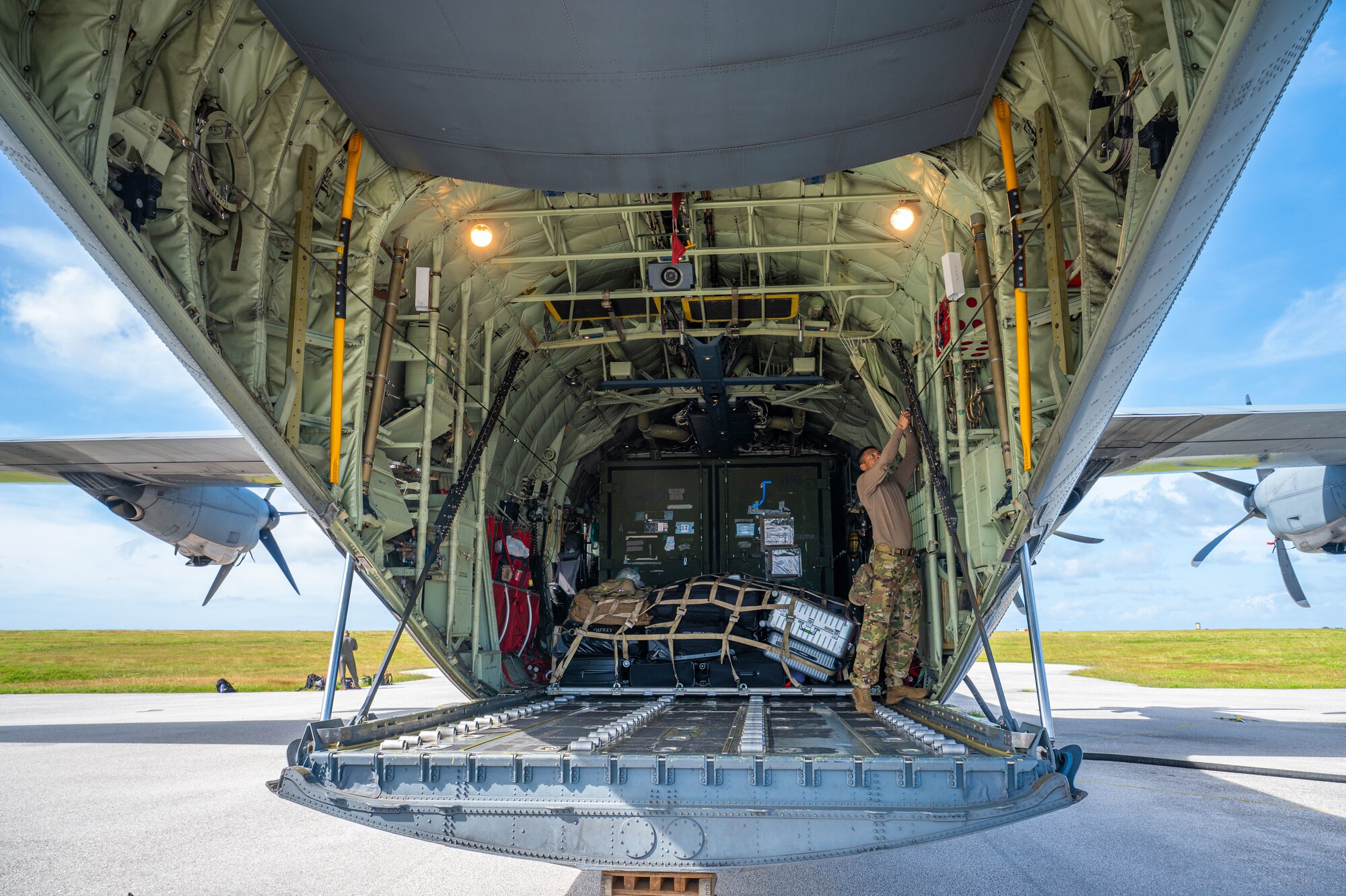 cargo sits on aircraft.