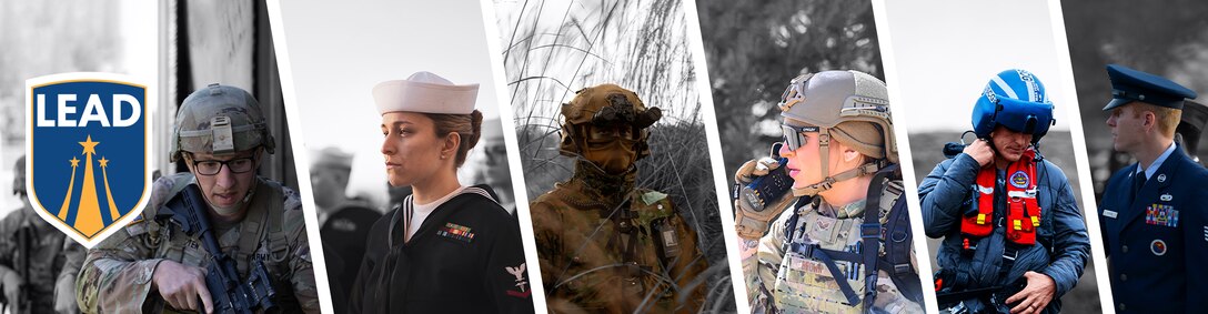 Banner image featuring military members from various branches with the LEAD logo on the left.