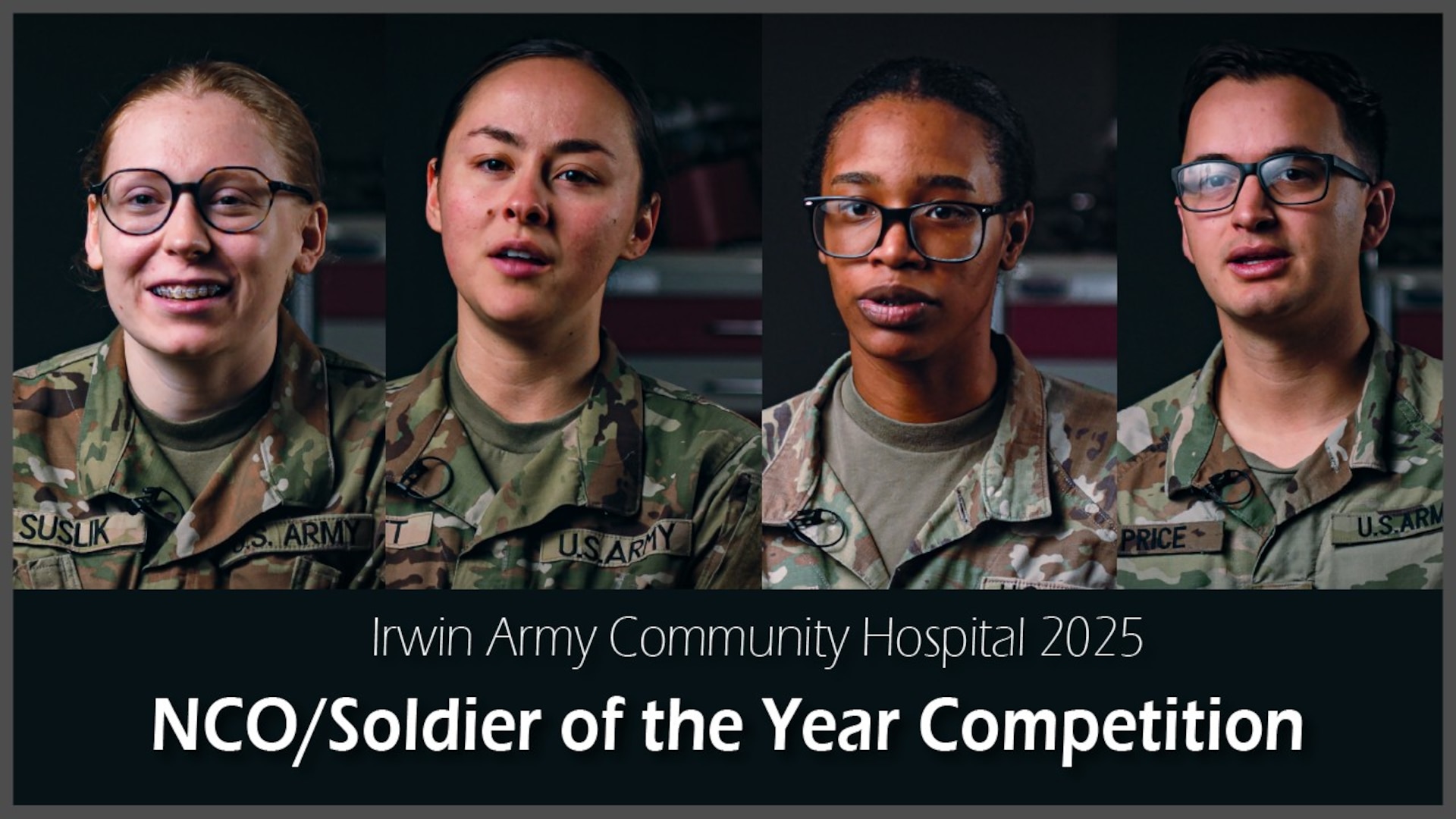 What does it take to be named NCO/Soldier of the Year at Irwin Army Community Hospital? It’s more than strength. More than speed. More than knowing the right answer.

In this year’s competition, four Soldiers stepped forward to test themselves under pressure on the obstacle course, in a tactical combat casualty care lane, through a written exam, and before a demanding oral board. Every event pushed their physical limits. Every moment tested their mindset.

Behind the sweat and strain are quiet battles most people never see: self-doubt, fatigue, responsibility to teammates, and the weight of representing their profession.

The winner will be announced at IACH's Holiday Ball Jan. 17, 2026.
