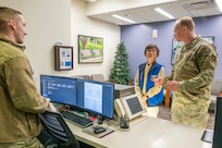 Master Sgt. Anthony Eberly, 59th Medical Wing volunteer services coordinator, introduces volunteer Seong Riopel to the PACU/Same Day Surgery clinic staff at the Wilford Hall Ambulatory Surgical Center, Joint Base San Antonio–Lackland, Texas, Dec. 4, 2025.