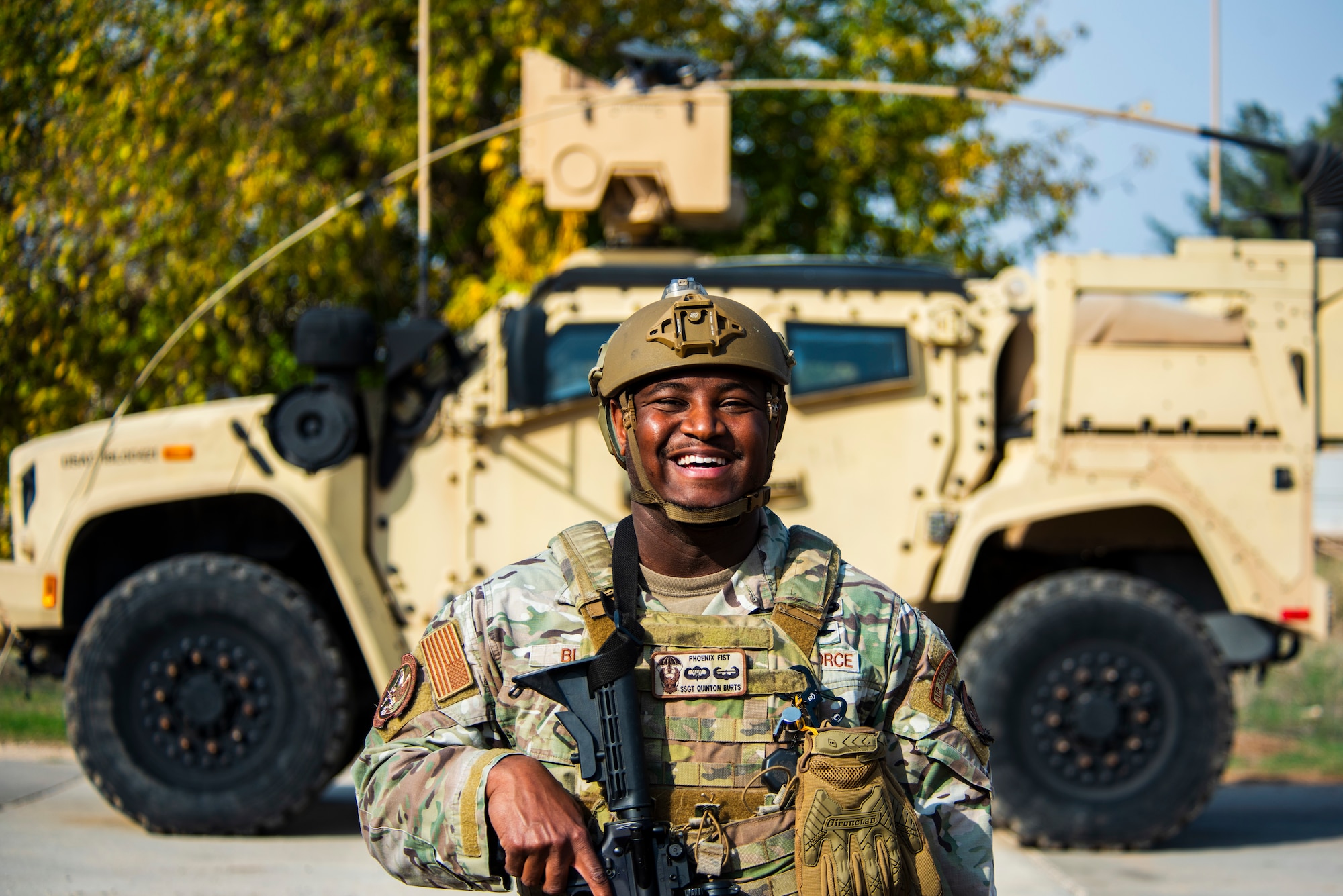 U.S. service member poses for a photo