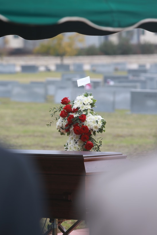 Marine Corps Lt. Gen. John H. Miller is laid to rest at Aggie Field of Honor & Memorial Cemetery, College Station, Texas, Dec. 5, 2025. Lt. Gen. Miller (ret.), highly decorated Marine, served loyally for nearly four decades in the United States Marine Corps. He began his career in 1943, enlisting in the Marine Corps Reserve, attended and commissioned as a Marine Corps officer out of Texas A&M and retired as a Lt. Gen., serving in three different wars. He served valiantly earning a Bronze Star Medal and the Purple Heart Medal among other military awards. (U.S. Marine Corps photo by LCpl. Donnell Brown)