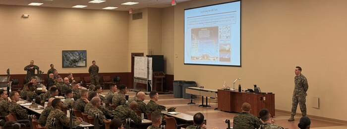 Marines from DCI brief TBS staff on unclassified processes used by the 17xx MOS field. Capabilities and pipelines are presented to the staff to better incorporate and prepare students interested in Influence. This PME betters the staff’s ability to brief and prepare students for what they will see during operations in the Fleet Marine Force.