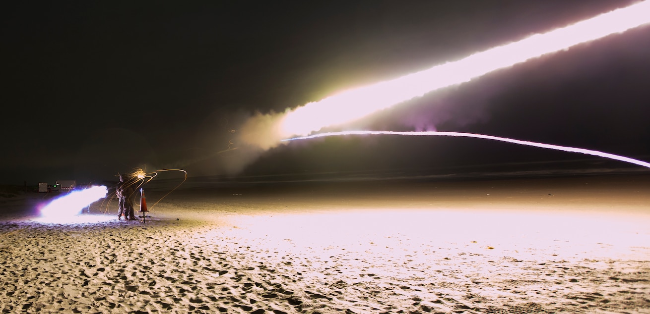U.S. Marines with 2nd Low Altitude Air Defense Battalion (LAAD) fire a FIM- 92 Stinger missle during a live fire training exercise at Camp Lejeune, N.C., on June 6, 2017. Marines with 2nd LAAD conducted a live fire exercise to maintain proficiency and accuracy with various weapon systems. (U.S. Marine Corps photo by Lance Cpl. Cody J. Ohira)
