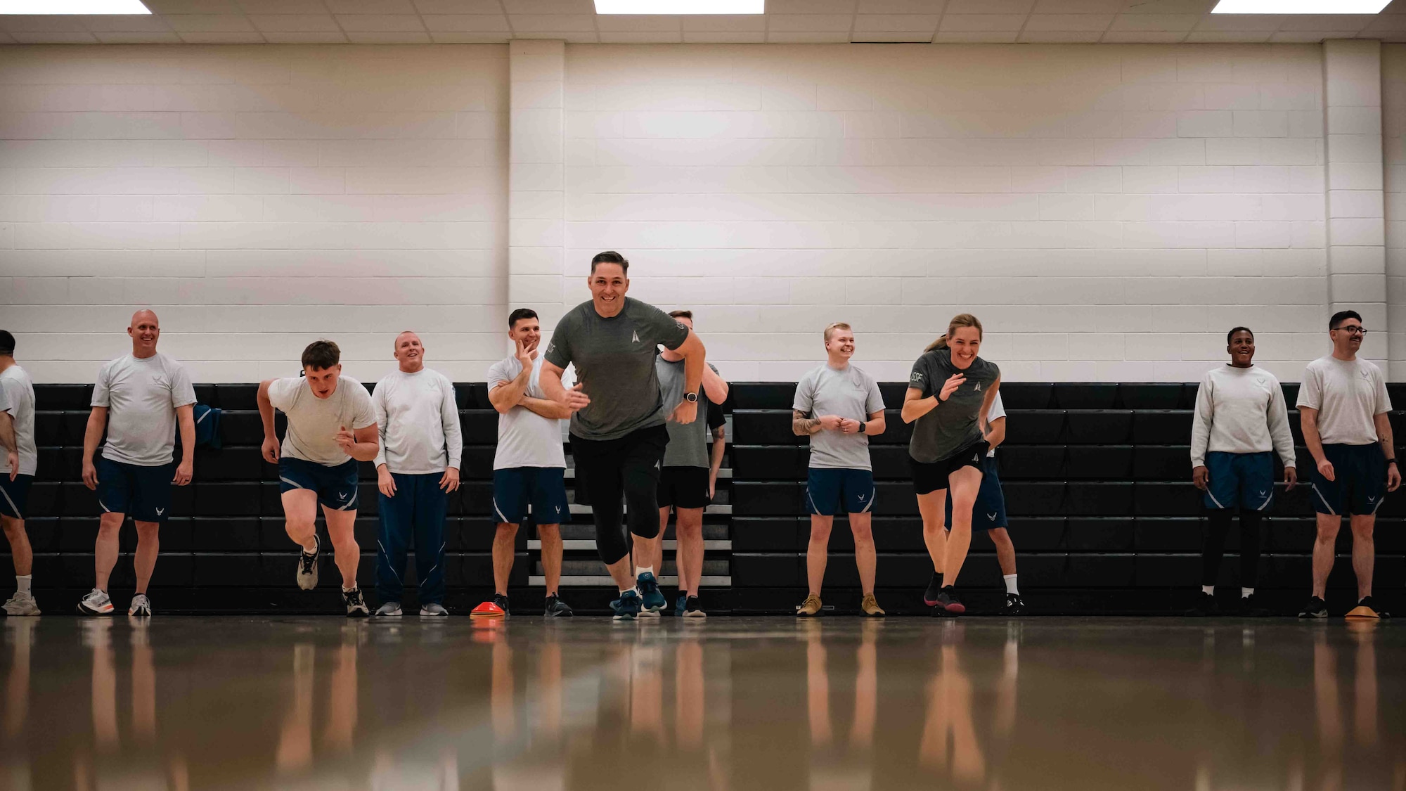 Guardians run sprints during PT