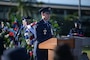 A U.S. Air Force colonel gives an opening speech during a Dec. 7 ceremony.