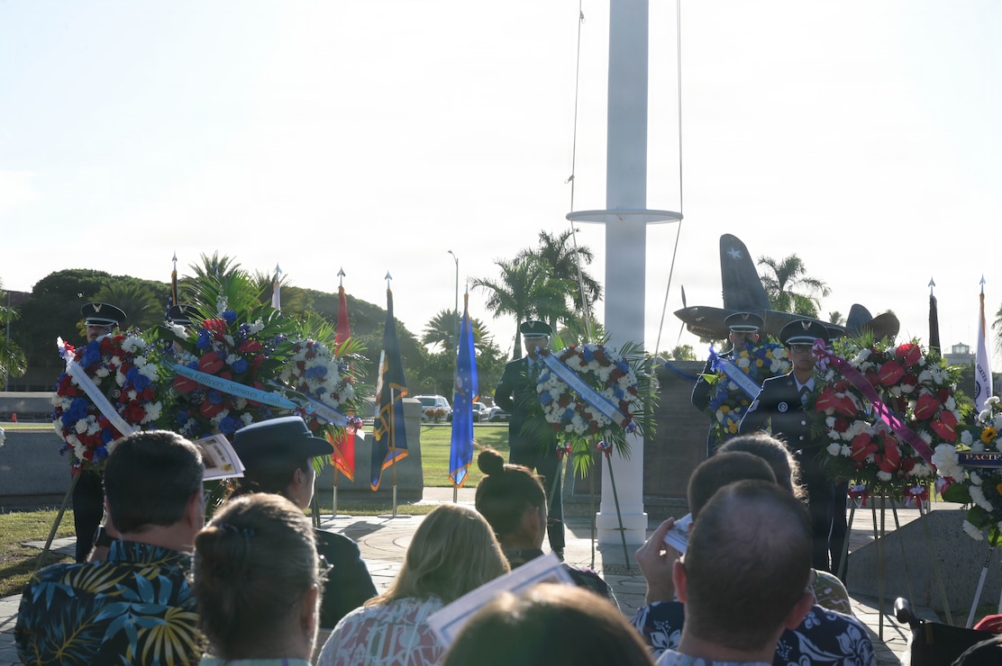 Honor Guard stand by wreathes during a Dec. 7 ceremony
