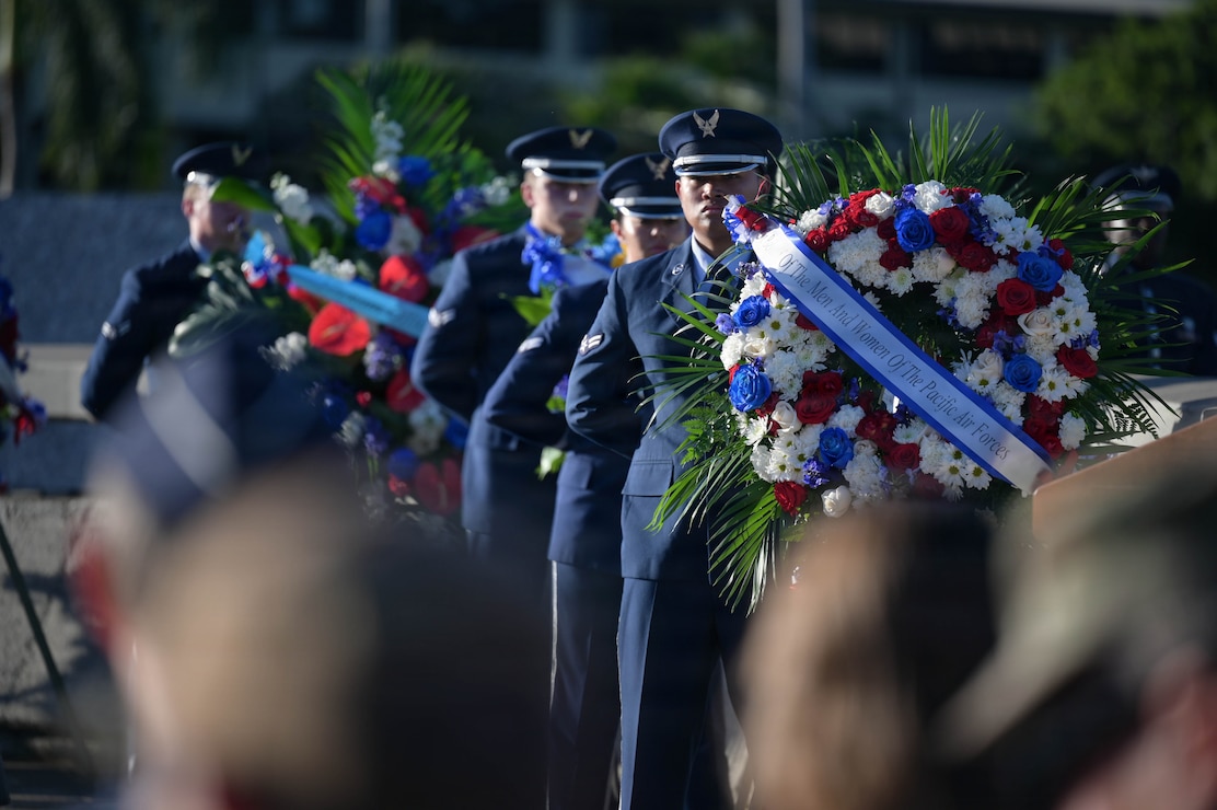 Honor guard stands at attention during a Dec 7 Remembrance Ceremony