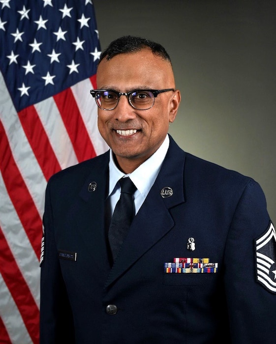 This is the official portrait of SMSgt. Vincent Chandrabose.