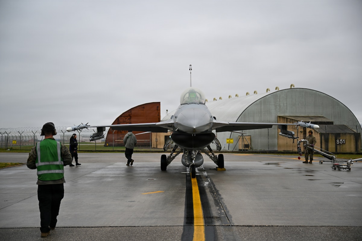A jet prepares to fly.