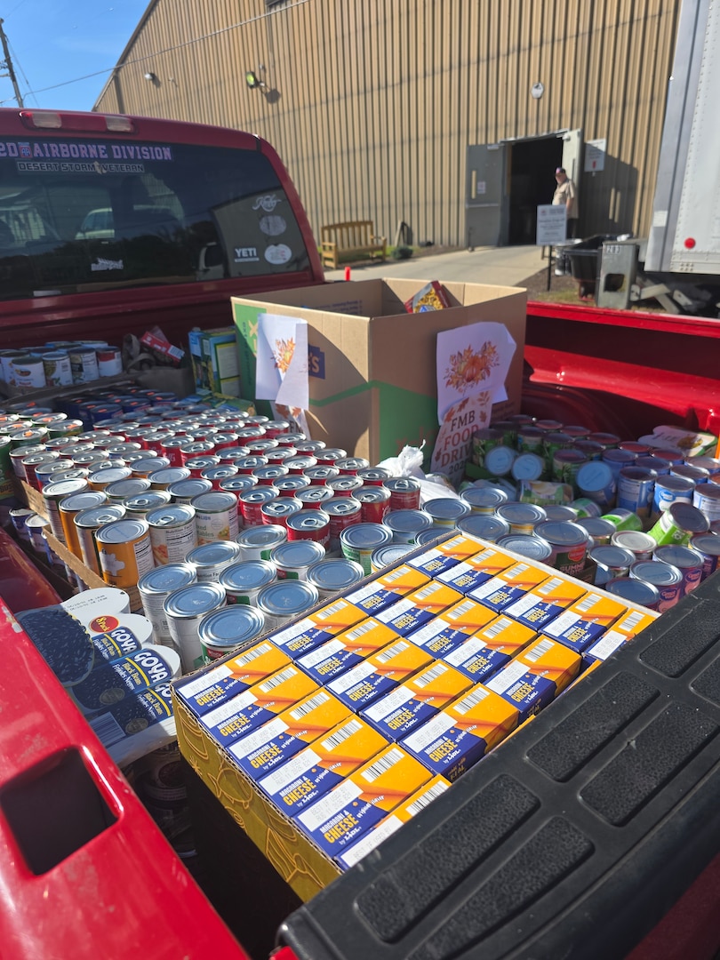 One of many truckloads of food from Supplier Operations (Original Equipment Manufacturer) Directorate delivered to local food bank for Richmond area families.