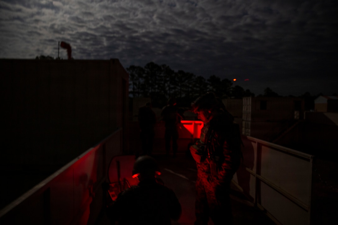 U.S. Marines with 25th Marine Regiment, 4th Marine Division, Marine Forces Reserve, coordinate close-air support during a tactical air-control party (TACP) exercise in Hattiesburg, Mississippi, Dec. 3, 2025. TACP exercises prepare prospective joint terminal attack controllers and joint fires observers for formal schools. (U.S. Marine Corps photos by Lance Cpl. Payton Goodrich