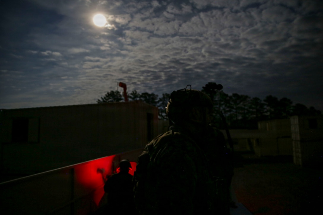U.S. Marines with 25th Marine Regiment, 4th Marine Division, Marine Forces Reserve, coordinate close-air support during a tactical air-control party (TACP) exercise in Hattiesburg, Mississippi, Dec. 3, 2025. TACP exercises prepare prospective joint terminal attack controllers and joint fires observers for formal schools. (U.S. Marine Corps photos by Lance Cpl. Payton Goodrich)