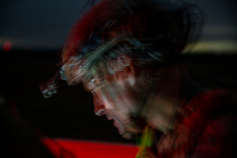 U.S. Marine Corps Maj. Sanford Bennett, an air officer with 6th Naval Gunfire Liaison Company, Force Headquarters Group, Marine Forces Reserve, coordinates close air support during a tactical air-control party (TACP) exercise at Rattlesnake Range, Hattiesburg, Mississippi, Dec. 2, 2025. TACP exercises prepare prospective joint terminal attack controllers and joint fires observers for formal schools. (U.S. Marine Corps photo by Lance Cpl. Payton Goodrich)