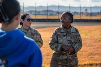 An Airmen gives a speech.