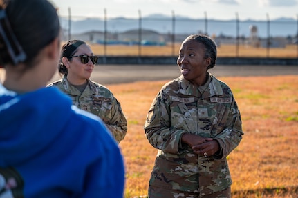An Airmen gives a speech.