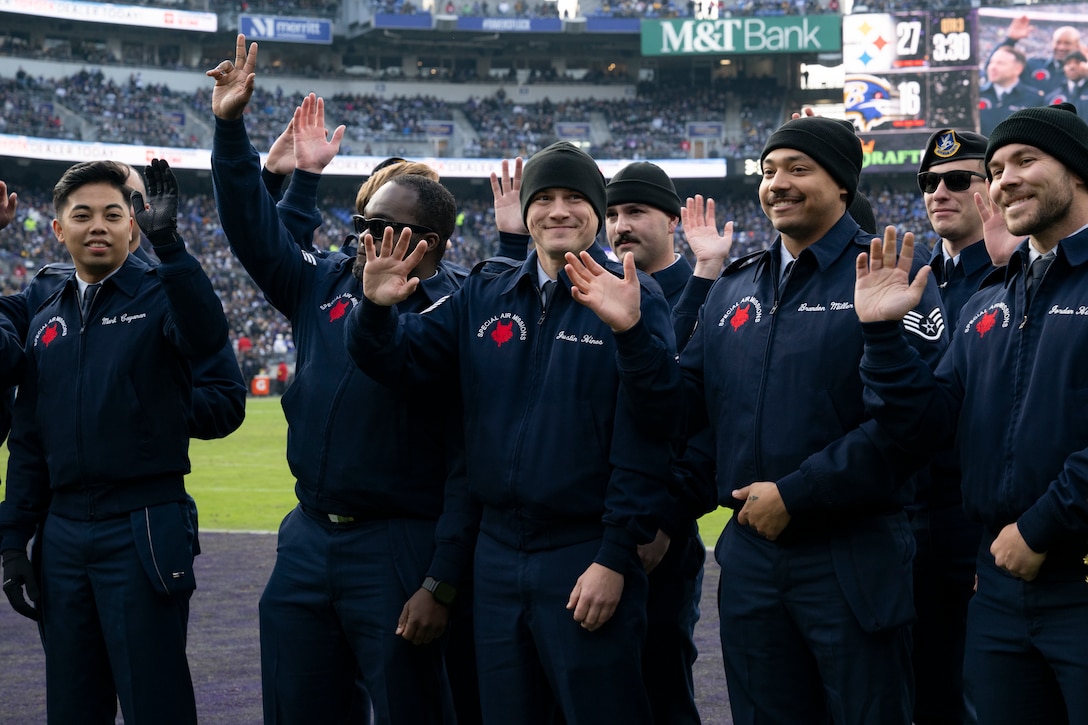 Photo of 89th Airlift Wing Baltimore Ravens flyover and military recognition