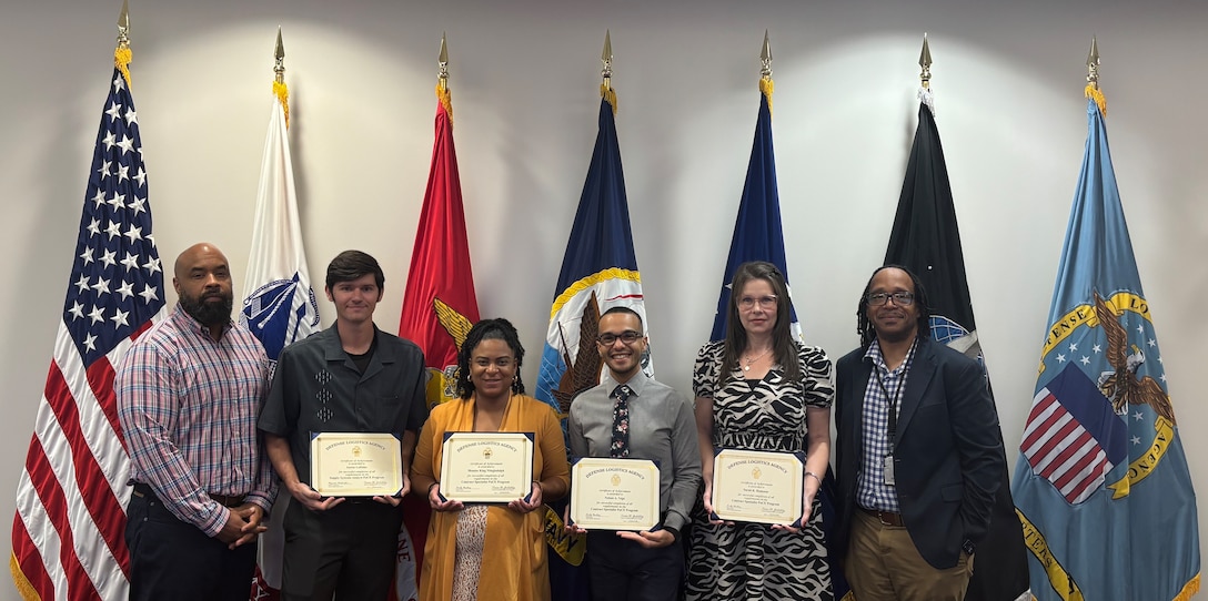 Members of the 2025 graduating class of DLA Energy's Pathways to Career Excellence Program pose for a group photo after their graduation ceremony with program sponsors at San Antonio, Tx., on October 22, 2025.