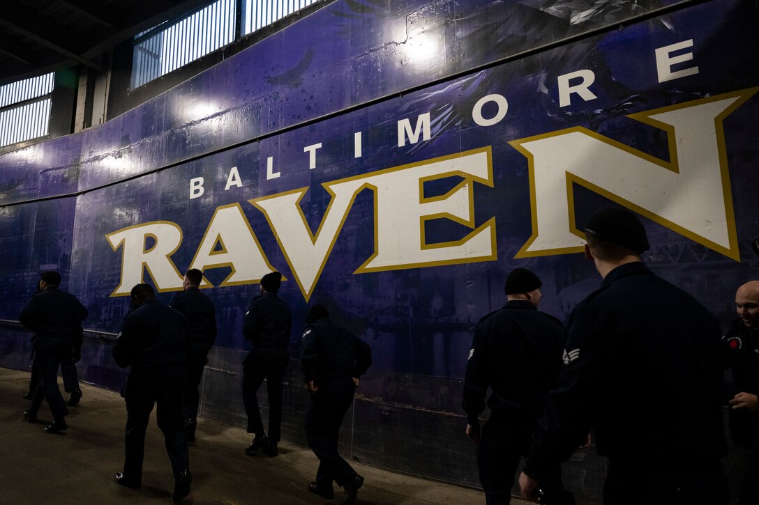 Photo of 89th Airlift Wing Baltimore Ravens flyover and military recognition