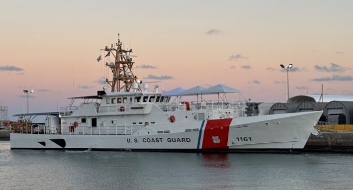 The Coast Guard’s 61st fast response cutter, Olivia Hooker, moored in Key West, Florida, after delivery on Oct. 23, 2025. U.S. Coast Guard photo.