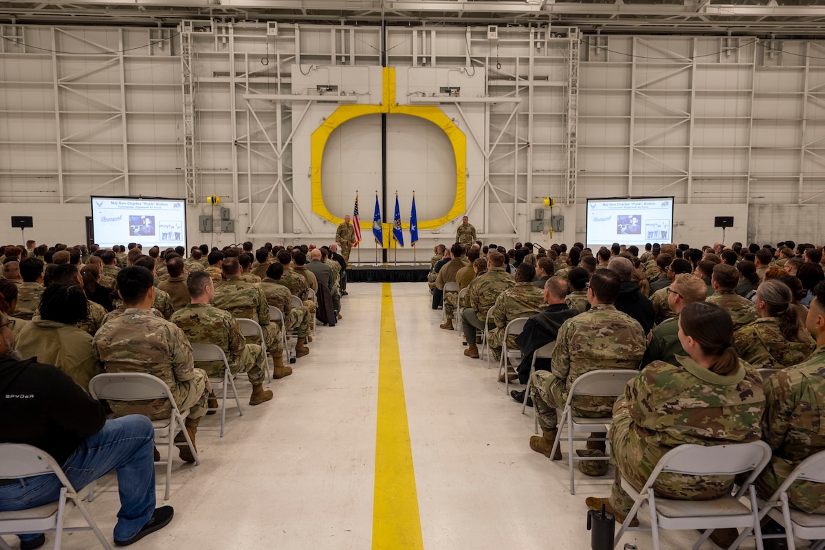 U.S. Air Force Maj. Gen. Charles Bolton, Eighteenth Air Force commander, and Chief Master Sgt. Joseph Arce, 18th AF command chief, recently concluded a visit to Joint Base Lewis-McChord, where they engaged with Airmen and leaders across the 62d Airlift Wing, 627th Air Base Group and other units.