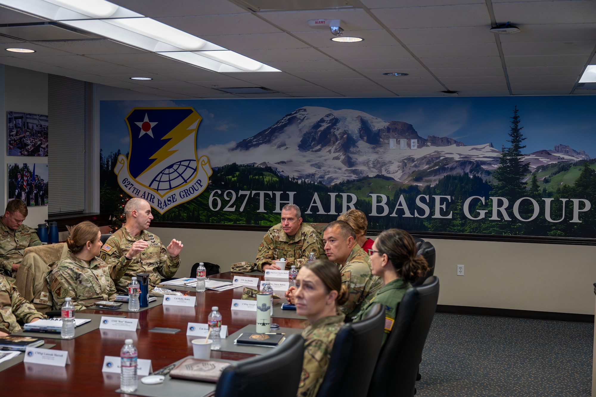 U.S. Air Force Maj. Gen. Charles Bolton, Eighteenth Air Force commander, and Chief Master Sgt. Joseph Arce, 18th AF command chief, recently concluded a visit to Joint Base Lewis-McChord, where they engaged with Airmen and leaders across the 62d Airlift Wing, 627th Air Base Group and other units.