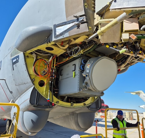 The Active Electronically Scanned Array (AESA) radar is installed on a B-52 Stratofortress