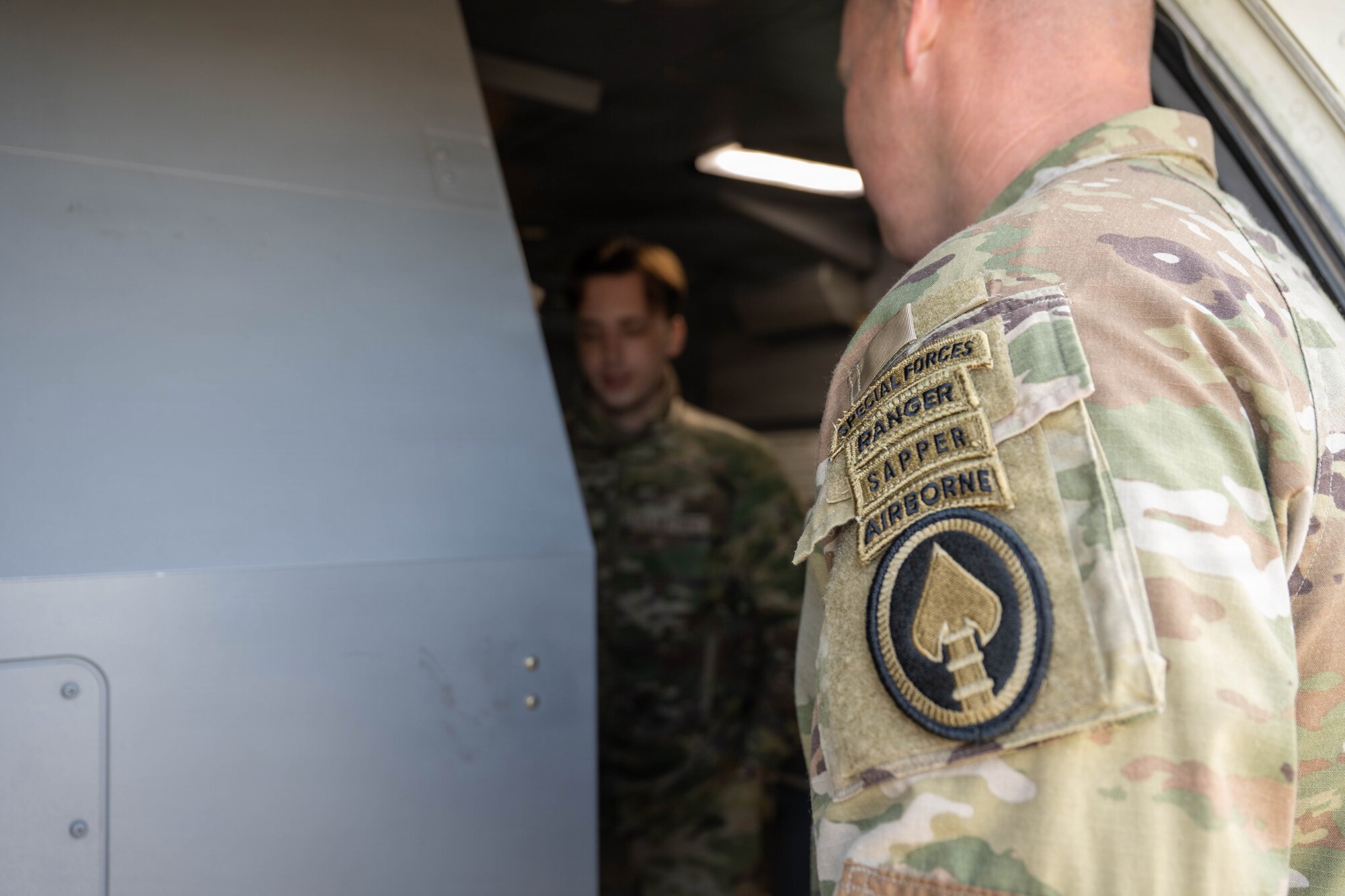 Members of the U.S. Army Special Operations Command tour a KC-46A Pegasus at Pope Army Air Field, North Carolina.