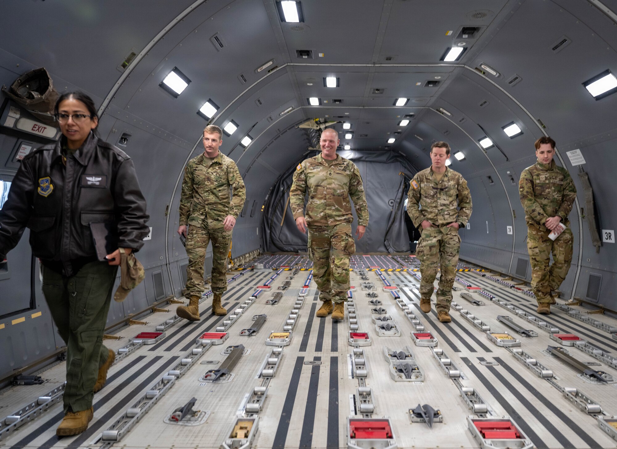Members of the U.S. Army Special Operations Command tour a KC-46A Pegasus at Pope Army Air Field, North Carolina.