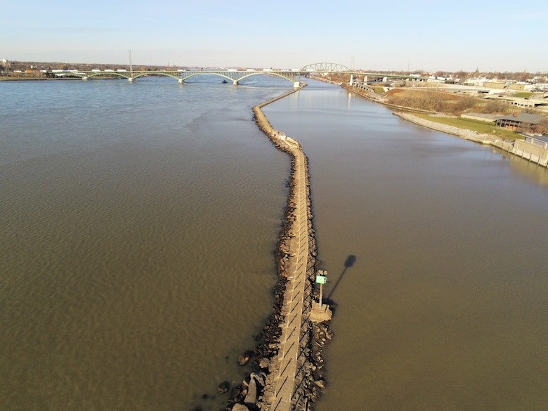 The Bird Island Pier, photographed using an unmanned aircraft system in Buffalo, N.Y., Dec. 14, 2021.
