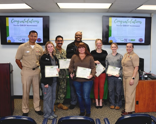 Naval Medical Center Camp Lejeune nurses received certificates of nomination at a DAISY Award ceremony held on Nov. 24, 2025. The DAISY Award is a national recognition that honors nurses for their lasting impact on their patients. The award went to Registered Nurse Angela Williams with the Inpatient Mental Health department. NMCCL has provided more than 80 years of dedicated, passionate care for warfighters and beneficiaries at Marine Corps Base Camp Lejeune.