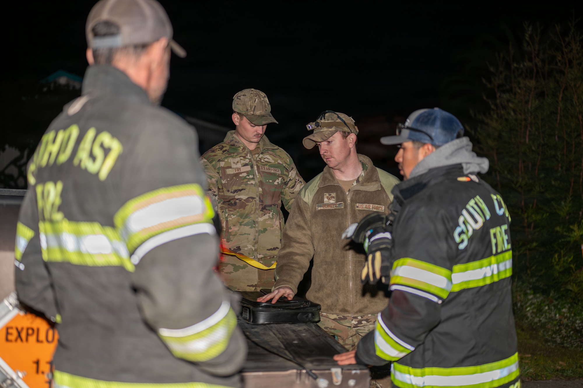 The 9th Civil Engineer Squadron (CES) Explosive Ordnance Disposal (EOD) team, responded to Mendocino County, California, after local authorities reported the discovery of an item believed to be military Unexploded Ordnance (UXO) on private property, on Dec. 9, 2025.