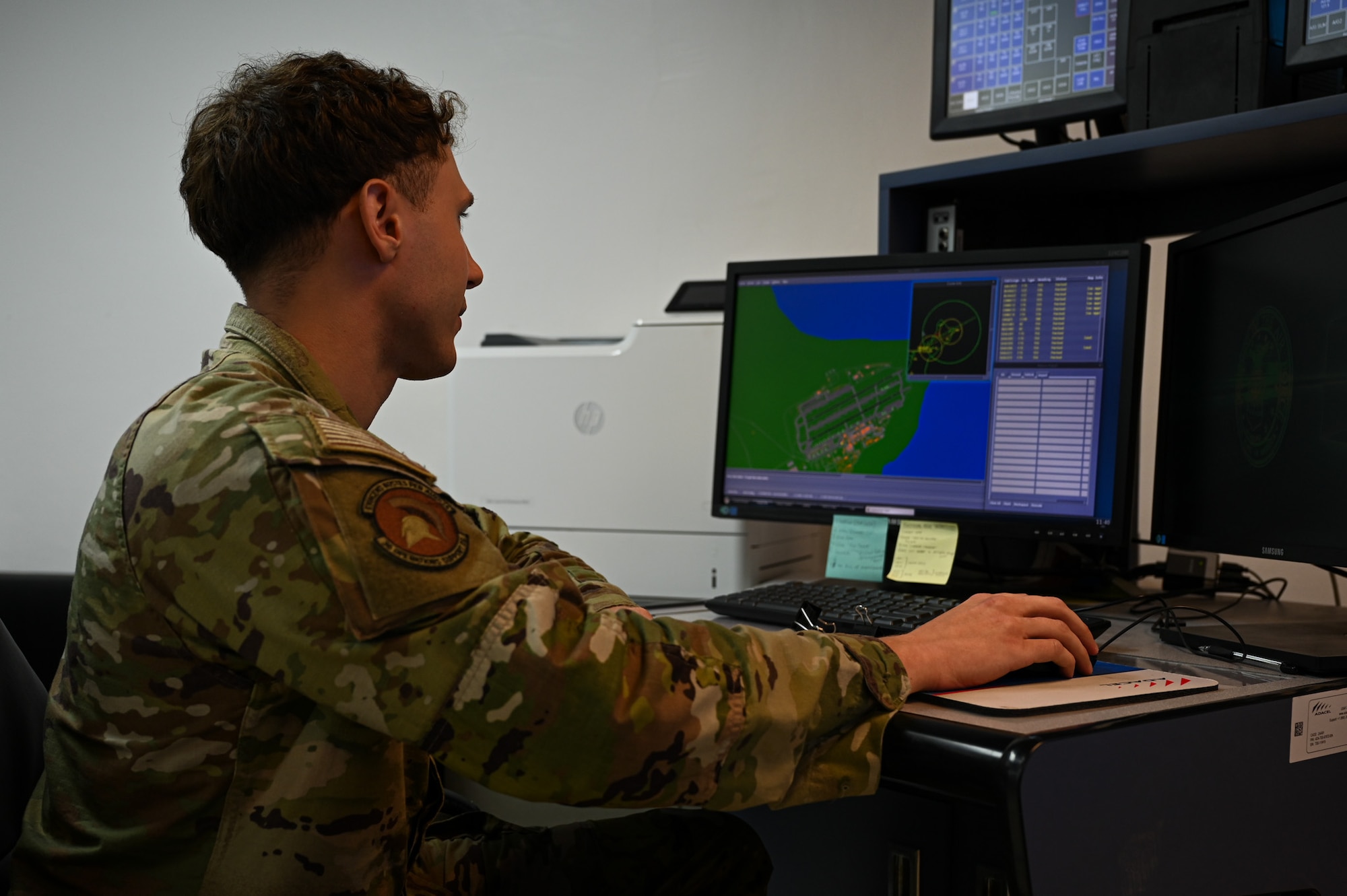 A member from the 36th Operational Support Squadron signs a checklist before beginning training with Airmen from the 11th Combat Air Base Squadron at Anderson Air Base, Guam, Oct. 2, 2025.