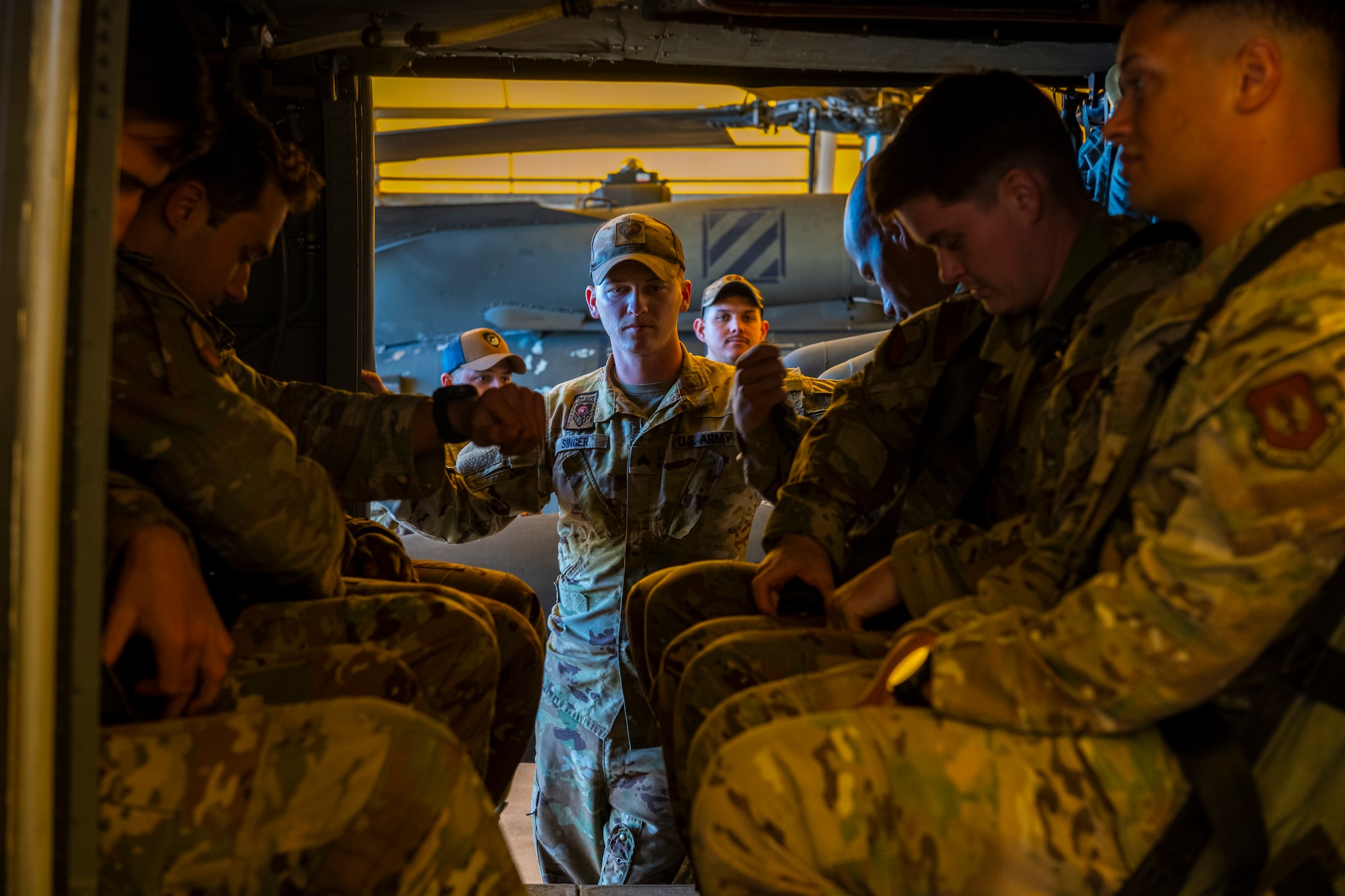 A U.S. service member briefs members during a joint training