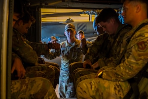 A U.S. service member briefs members during a joint training