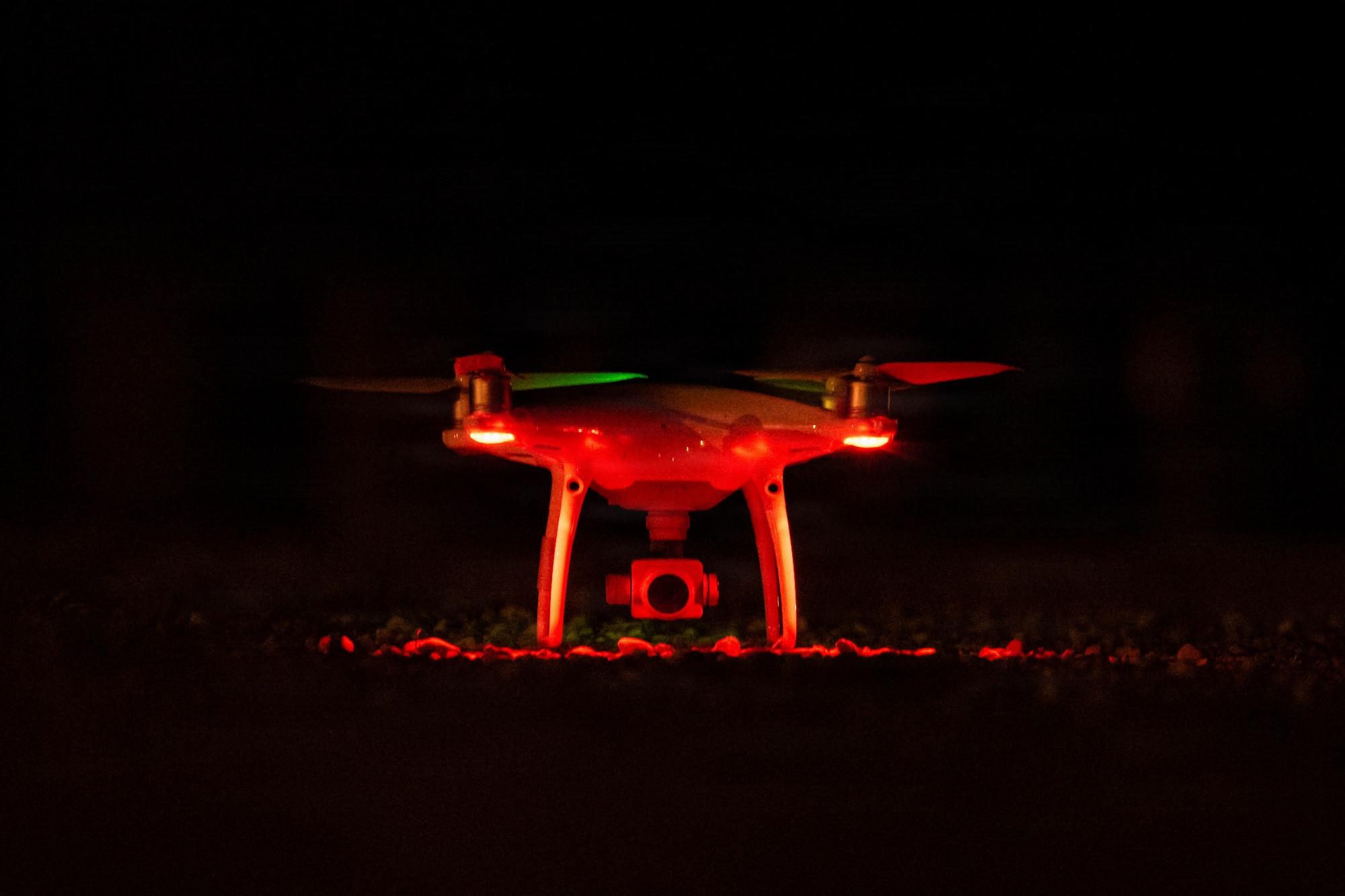 A drone prepares for take-off.
